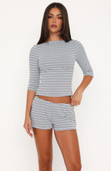 Always Choose You Relaxed Shorts Blue/Chocolate Stripe